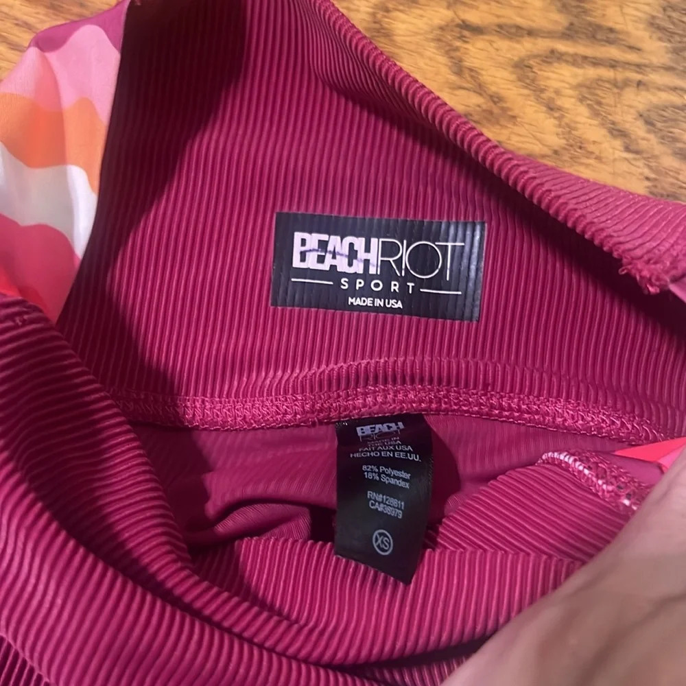 BEACH RIOT Megan Leggings Wave high rise ribbed pink athleisure NWOT SZ XS - Picture 6 of 7